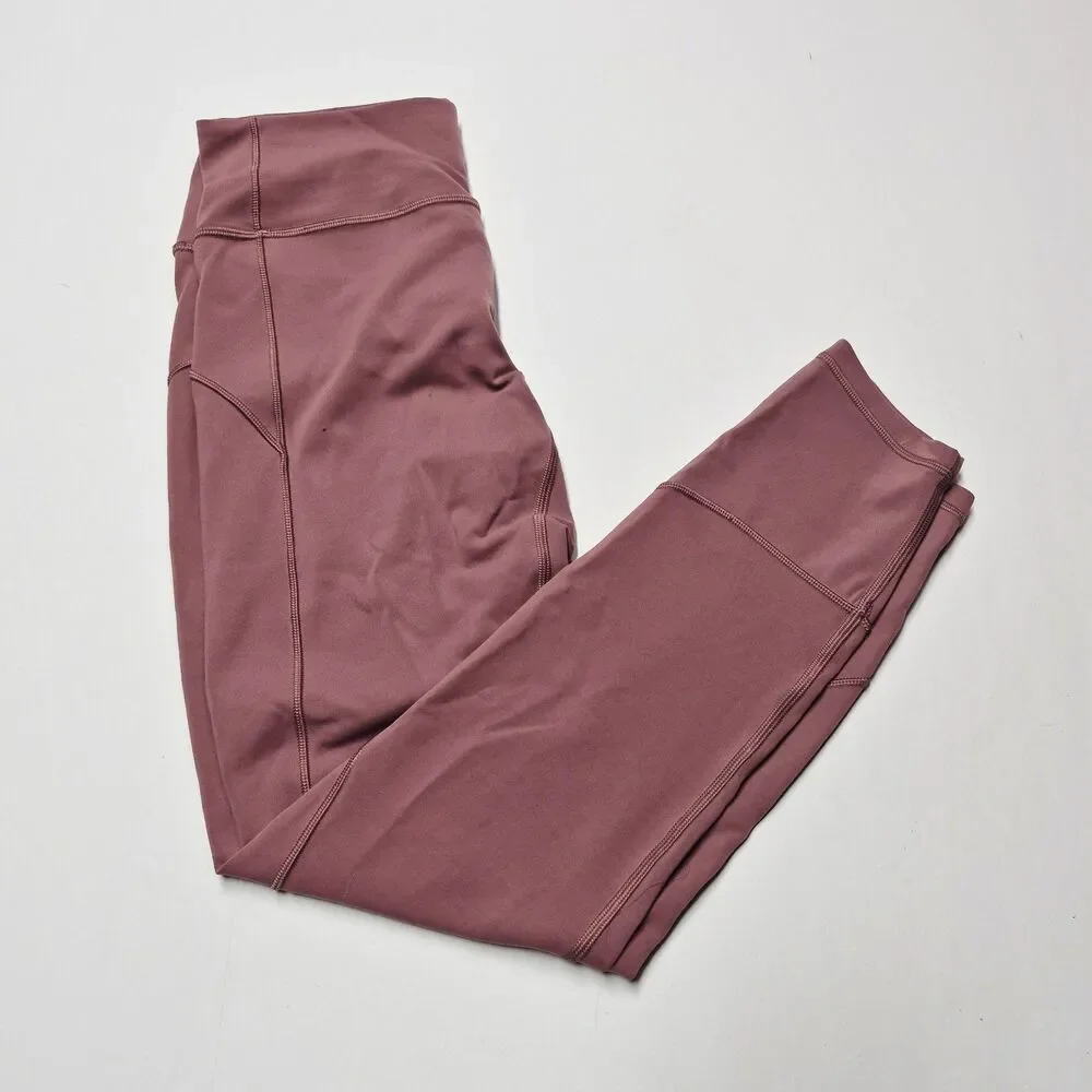 Lululemon Fast And Free Tight Leggings Size 8 Dusty Rose Pink High Rise Pocket
